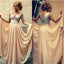 2017 Long Silver Sequin Scoop Neckline Chiffon Prom Bridesmaid Dresses, PD0080