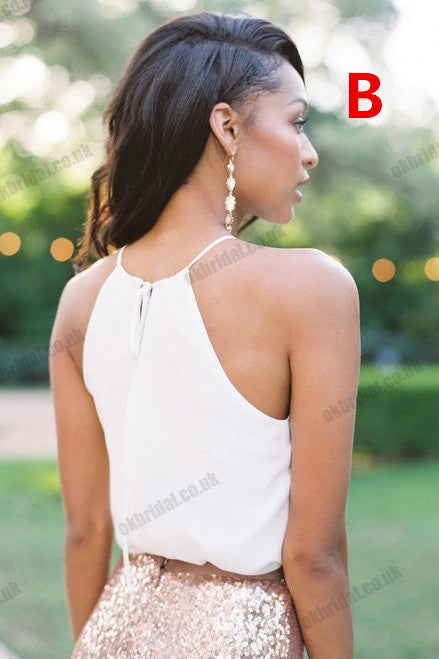 Sequin Skirt And Top Bridesmaid Dresses Uk Mismatched Two Pieces