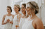 White Chiffon Spaghetti Straps Backless A-Line Tea-Length Bridesmaid Dresses, FC1669
