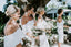 Off Shoulder White Jersey Mermaid Slit Backless Cheap Knee-Length Bridesmaid Dresses, FC1682