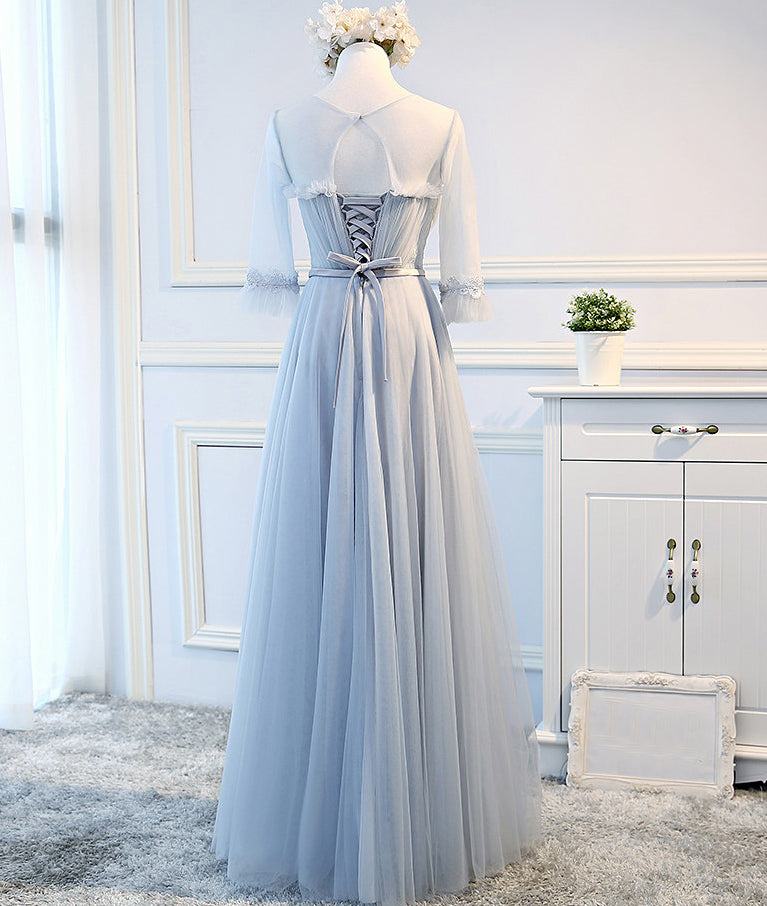 Mismatched Long Tulle Bridesmaid Dress, Cheap A-Line Bridesmaid Dress, KX1003