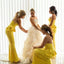 Yellow Sweetheart Nekline Backless Mermaid Jersey Bridesmaid Dresses, FC1268