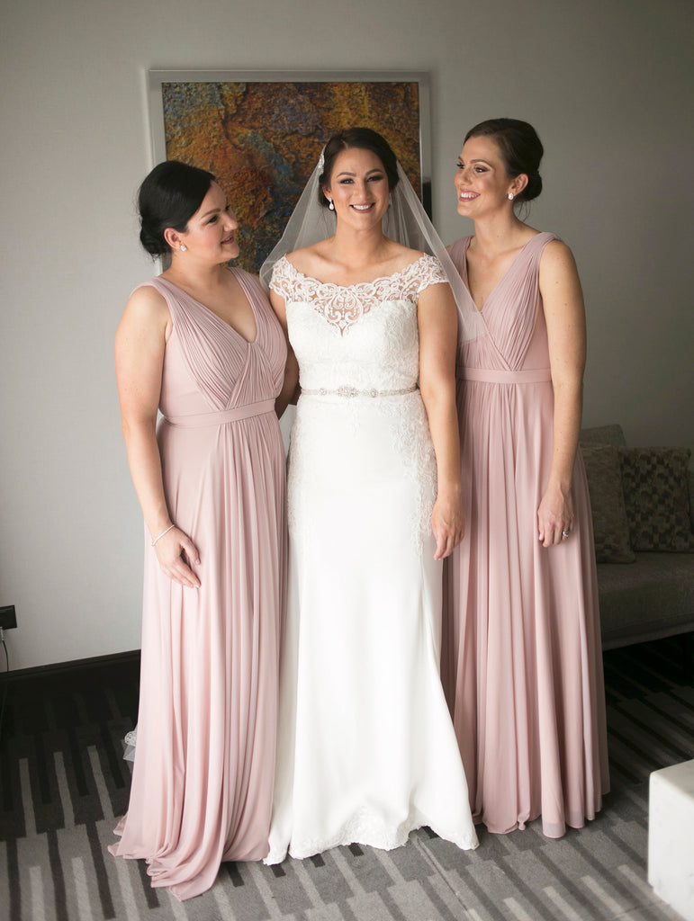 Dusty Pink Long Sleeveless Mismatched Cheap Chiffon Bridesmaid Dresses –  SposaBridal