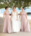 Long Chiffon V-Neck Sleeveless Bridesmaid Dress, A-Line Cheap Pink Bridesmaid Dress, KX1382