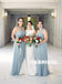 Convertible Long Bridesmaid Dress, Cheap Tulle Backless A-Line Bridesmaid Dress, KX952