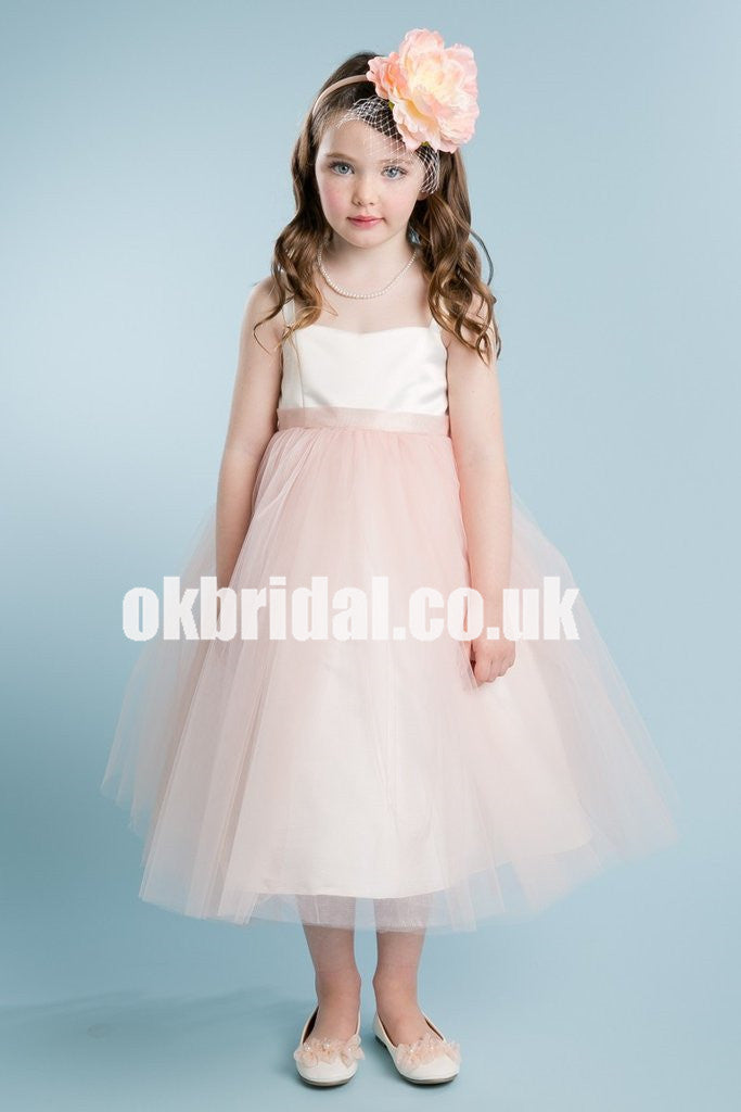 Simple Tulle Backless Flower Girl Dresses, Popular Little Girl Dresses, KX1154