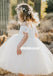Adorable Tulle Off Shoulder Flower Girl Dresses, Lace Little Girl Dresses, KX1235