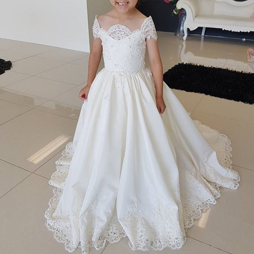 Off Shoulder 3D Floral Appliqued Little Girl Light Blue Wedding Dress In  Light Sky Blue 2020 Perfect For Child Pageants And Flower Girls Gow250k  From Angelao, $110.96 | DHgate.Com