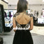 Black Cap Sleeve Homecoming Dress, Tulle A-Line Applique Open-Back Homecoming Dress, KX1276