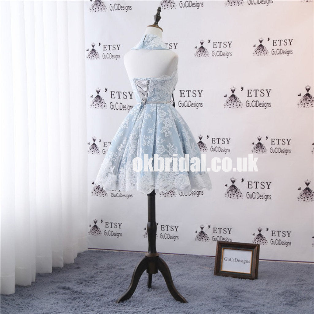 Halter Backless Homecoming Dress, A-Line Sleeveless Homecoming Dress, KX1301