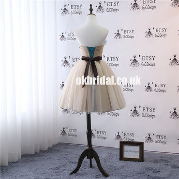 Cheap Tulle A-Line Homecoming Dress, Applique Backless Homecoming Dress, KX1303