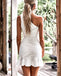 One Shoulder White Homecoming Dresses, Lace Sleeveless Homecoming Dresses, KX1518