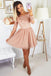 Off Shoulder Long Sleeve Lace A-line Tulle Homecoming Dress, FC1865