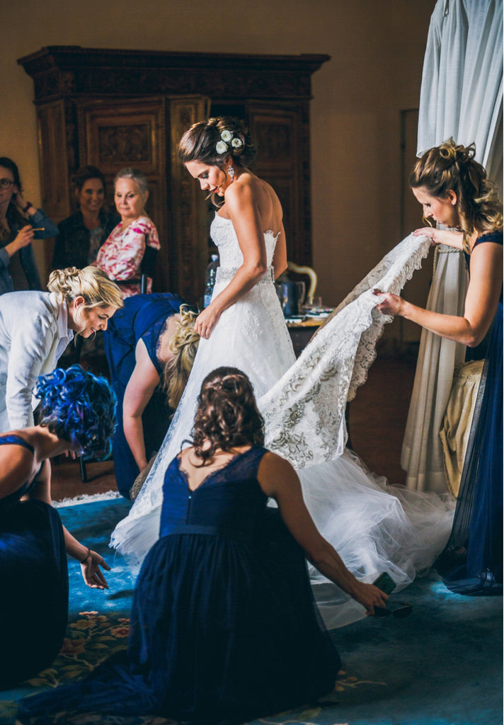 Tulle A-Line Sleeveless Elegant Bridesmaid Dress, Lace V-Neck Backless Bridesmaid Dress, FC894