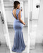 Sexy Deep V-Neck Mermaid Open-Back Sleeveless Prom Dresses, FC1571