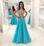 Luxury Beaded A-Line Sleeveless Tulle Sexy Backless Prom Dress, FC1577
