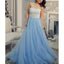 A-line Tulle Straight Neckline Backless Lace Beaded Prom Dresses, FC1589