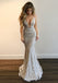 Charming Lace Mermaid Backless Beaded V-Neck Tulle Dresses, FC1738