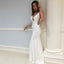 White Mermaid Jersey Sleeveless Sxey Backless Prom Dresses, FC1744