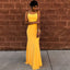 Bright Yellow Jersey Backless Sheath Simple Prom Dresses, FC1851