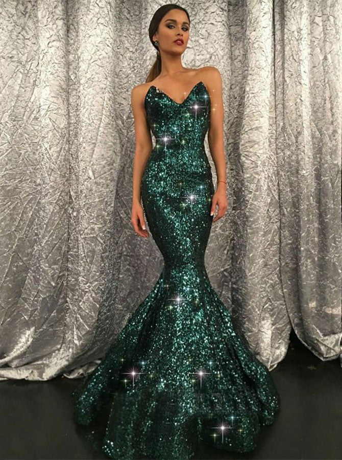 Honey Couture JULIANA Emerald Green Lace Up Back Diamante Mermaid Form