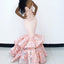 V-neck Appliques Mermaid Backless Tulle Prom Dress, FC2116