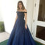 Charming Off Shoulder Beaded Prom Dress, Tulle A-Line Backless Prom Dress, KX1063