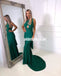 Green Convertible Backless Dresses, Mermaid Jersey Sexy Long Prom Dresses, KX1229