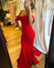 Red Off shoulder Mermaid Backless Sexy Jersey Sweetheart Prom Dresses, FC1370
