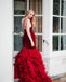 Gorgeous Velvet Mermaid One-Shoulder Backless Organza Prom Dresses, FC5360