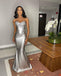 Charming Silver Mermaid Backless Sweetheart Appliques Prom Dresses, FC6072