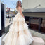 Adorable Puffy A-line Tulle V-neck Spaghetti Straps Prom Dresses, FC6484