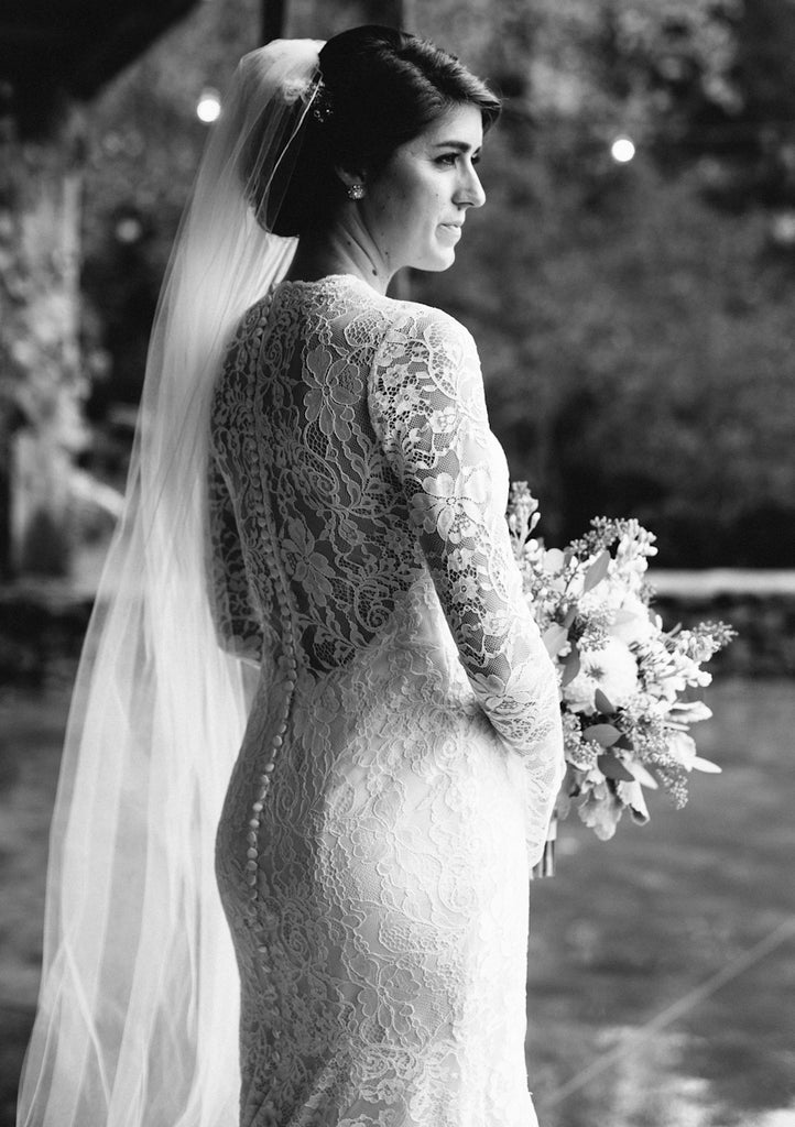 Charming Lace Long Sleeve V-Neck Mermaid Long Wedding Dresses, FC1656