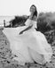 Charming Off Shoulder Chiffon A-Line Two Pieces Lace Wedding Dresses, FC1708