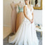 Elegant A-Line Tulle V-neck Sleeveless Applique Lace Backless Wedding Dresses, FC1843