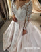 Charming Long Sleeveless Lace A-line Satin Backless Beaded Long Wedding Dress, FC1961