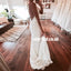Spaghetti Straps Lace V-Neck Wedding Dress, Sexy Mermaid Slit Backless Wedding Dress, LB0868