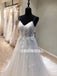 Charming Spaghetti Straps Tulle Wedding Dresses, A-Line Backless Applique Wedding Dresses, KX1087