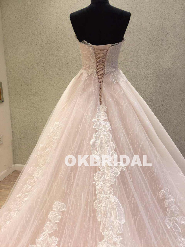 Charming Unique Lace Wedding Dresses, A-Line Sweet Heart Backless Wedding Dresses, KX1089