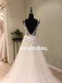 Charming Applique V-Neck Wedding Dresses, A-Line Backless Cheap Wedding Dresses, KX1090