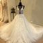 Cheap A-Line Tulle Wedding Dresses, Applique Round Neckline Wedding Dresses, KX1091