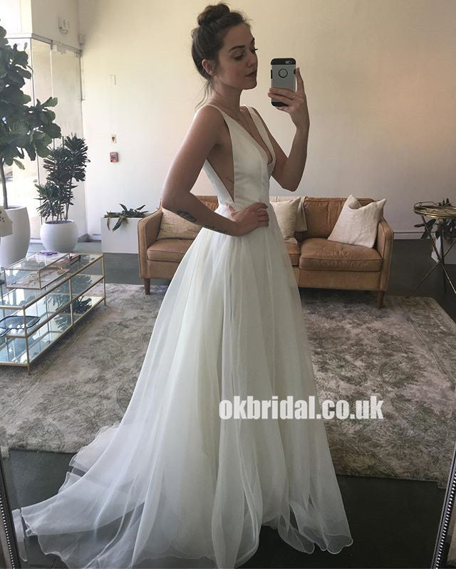Lace Wedding Dress, Tulle Wedding Dress, Vintage Bridal Dress, V-Back –  OkBridal