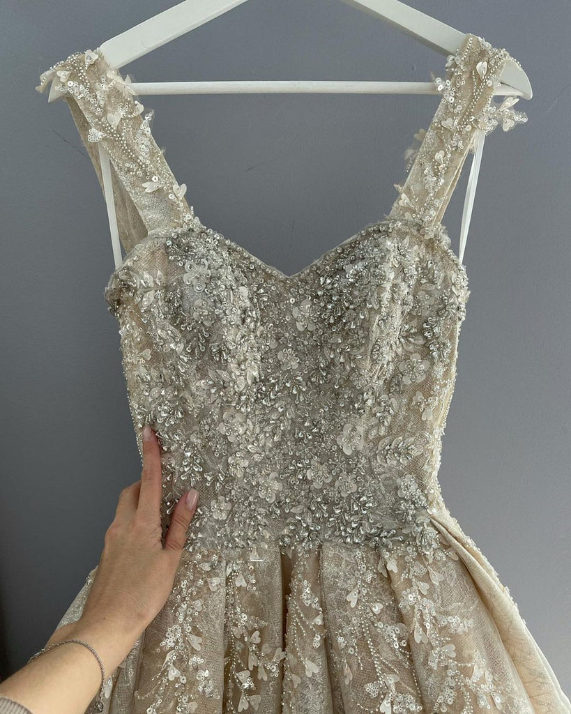 Luxury A-line Lace Sweetheart Beaded Floor-length Wedding Dresses, FC5915