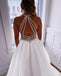 A-line Halter Backless Organza Beaded Beach Wedding Dresses, FC6001